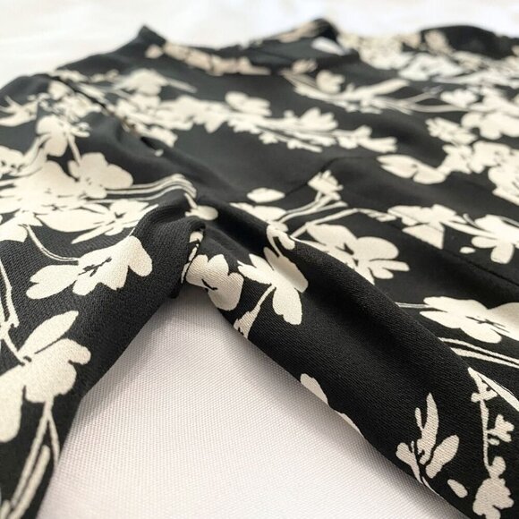 REISS GABRIELLA BLACK WHITE FLORAL LONG SLEEVE MINI DRESS - 2 - Picture 9 of 12